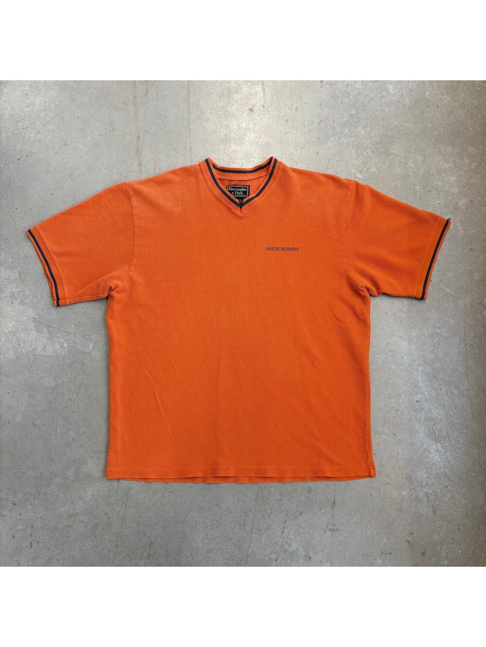 Vintage 2000s Abercrombie & Fitch Striped Collar T-Shirt Medium Orange